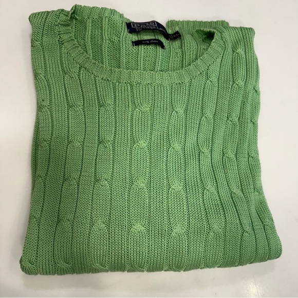 Polo Ralph Lauren Men’s Cable Knit Sweater Crew Neck Green Sz XL - Picture 10 of 11